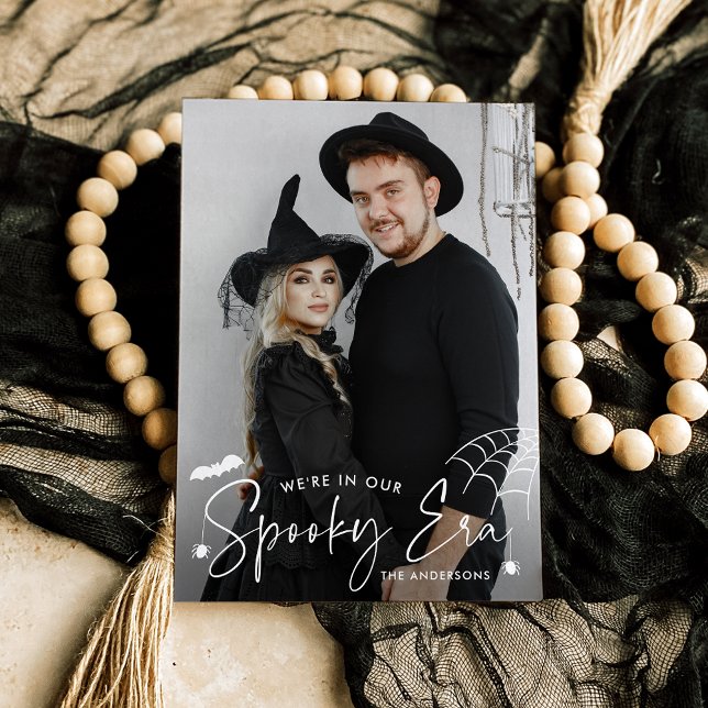 Cartão De Festividades Foto do Dia das Bruxas da Era Bonita Spooky (Criador carregado)