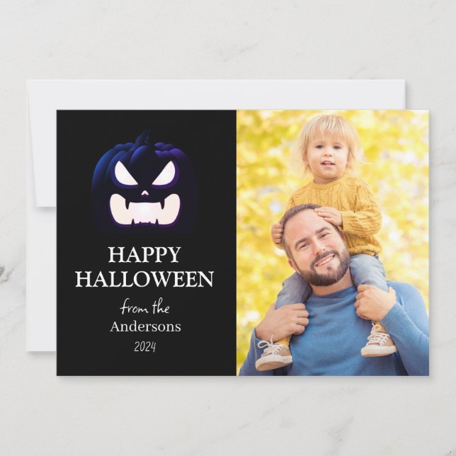 Cartão De Festividades Foto do Dia das Bruxas de Manuscrito Moderno (Frente)