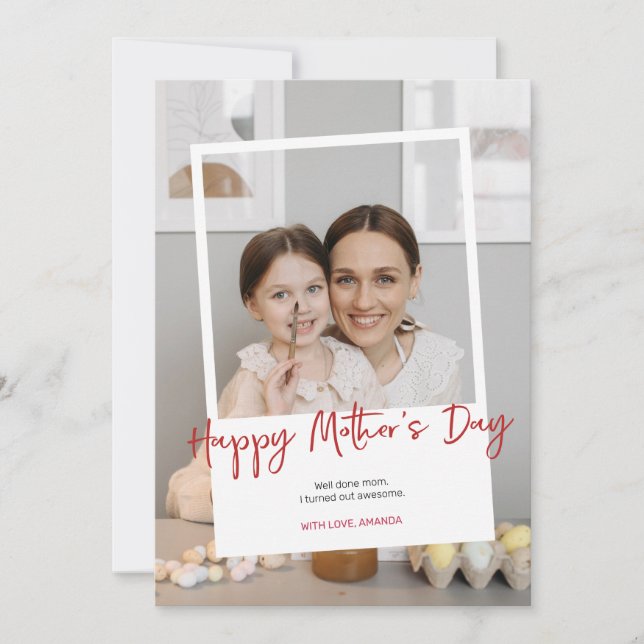 Cartão De Festividades Foto do dia de as mães (Frente)