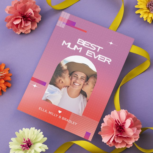 Cartão De Festividades Foto do Dia de as mães MELHOR MÃE Celestial (Criador carregado)