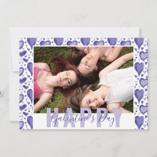 Cartão De Festividades Foto do Dia dos Galentinos com Coração Roxo Amiga