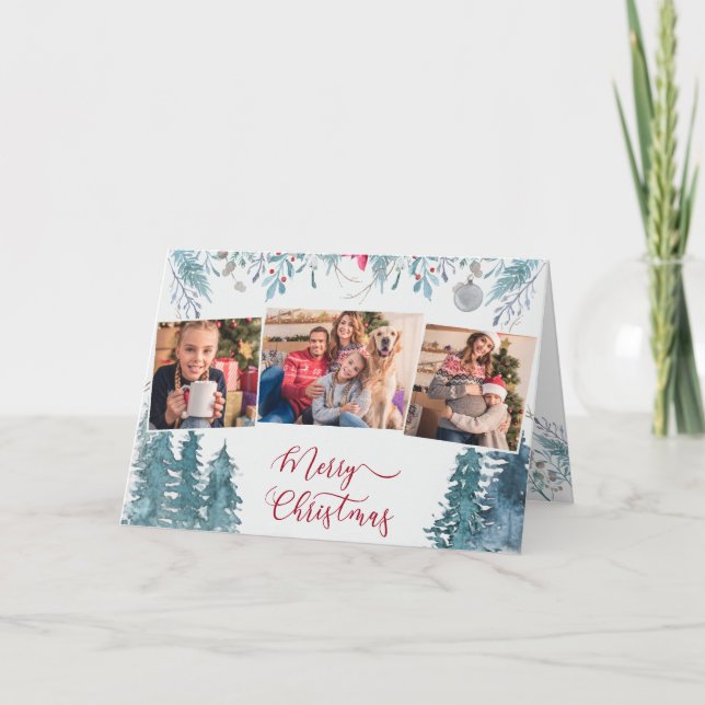 Cartão De Festividades Foto do Elegante de Folhagem Florestal de inverno  (Frente)