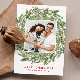 Cartão De Festividades Foto do exaustor do filamento do pinheiro de aquar