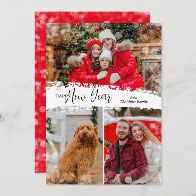 Cartão De Festividades Foto do feliz ano novo 3 (Frente/Verso)
