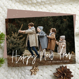 Cartão De Festividades Foto do Feliz ano novo de Script Manuscrito