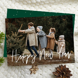 Cartão De Festividades Foto do Feliz ano novo de Script Manuscrito