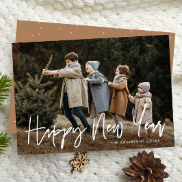 Cartão De Festividades Foto do Feliz ano novo de Script Manuscrito