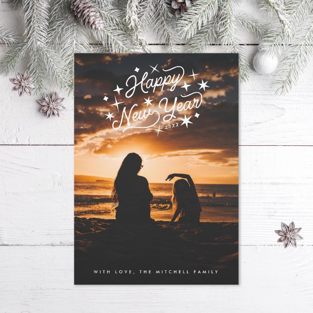 Cartão De Festividades Foto do Feliz ano novo Starry (Criador carregado)