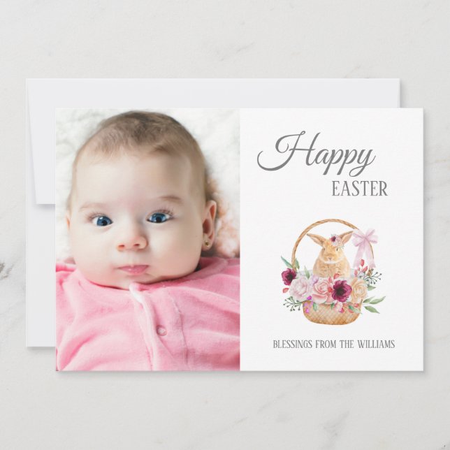 Cartão De Festividades Foto do felz pascoa Bunny Basket (Frente)