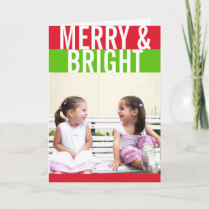 Cartão De Festividades Foto do feriado moderno de listras vermelhas e esc