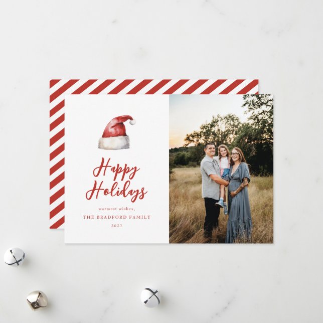 Cartão De Festividades Foto do FesSanta Hat (Frente/Verso In Situ)