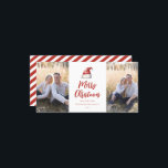 Cartão De Festividades Foto do FesSanta Hat 2<br><div class="desc">Chapéu de cor de água festiva Santa,  cartão com fotos de férias. Características,  tipografia vermelha com suporte de padrão de faixa de coordenação.</div>
