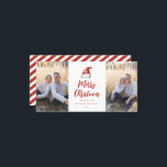 Cartão De Festividades Foto do FesSanta Hat 2<br><div class="desc">Chapéu de cor de água festiva Santa,  cartão com fotos de férias. Características,  tipografia vermelha com suporte de padrão de faixa de coordenação.</div>