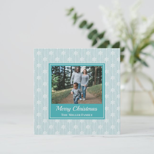 Cartão De Festividades Foto do Floco de Neve (Em pé/Frente)