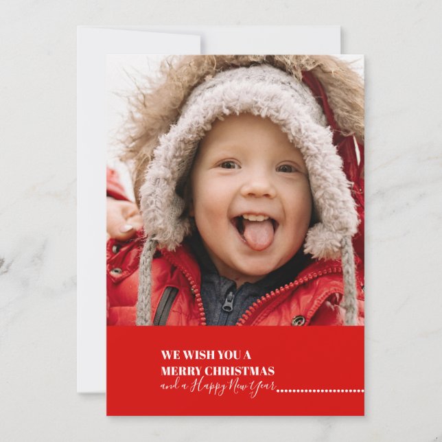 Cartão De Festividades Foto do Floco de Neve Vermelho Natal Feriado (Frente)