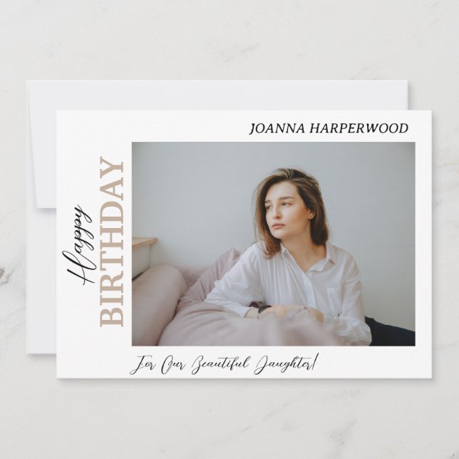 Cartão De Festividades Foto do Na moda de aniversário moderno Elegante si (Frente)