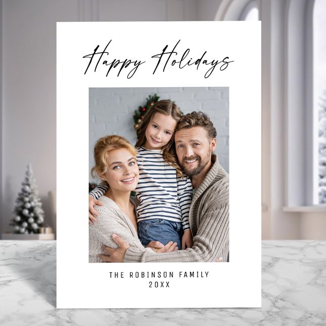 Cartão De Festividades Foto do Na moda Elegante Moderno sobre Férias Feli (Available in high quality print or digital download for quick text messaging, email or self print.)