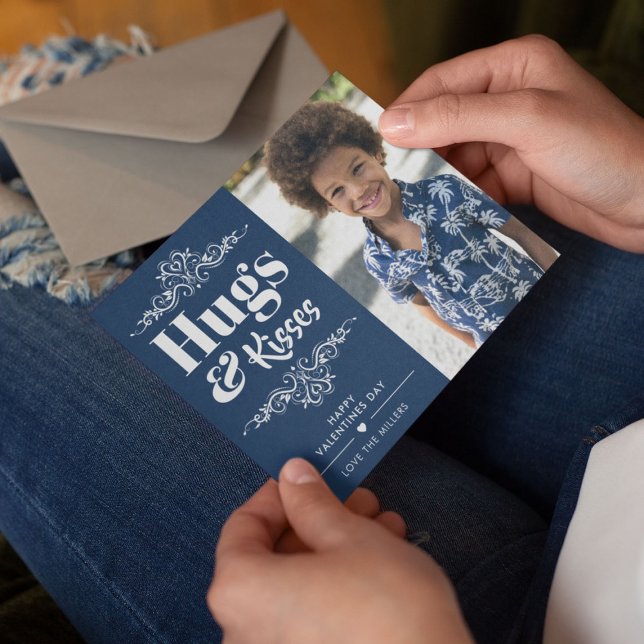 Cartão De Festividades Foto do Namorados Cute Hugs & Kisses (Criador carregado)