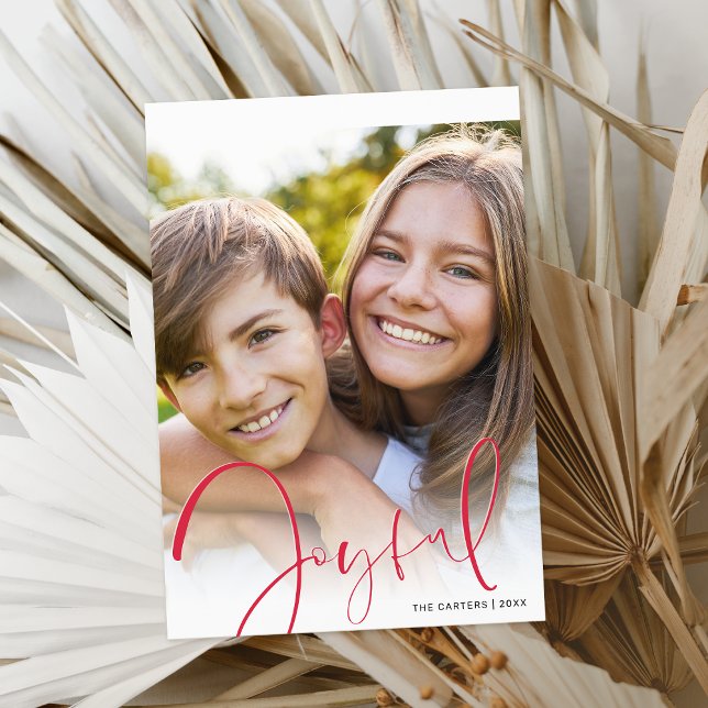 Cartão De Festividades Foto do NATAL com na moda vermelho alegria (Criador carregado)
