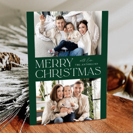 Cartão De Festividades Foto do Natal Verde Moderno 2