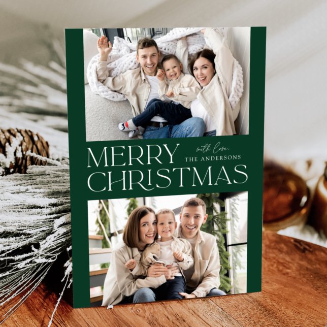 Cartão De Festividades Foto do Natal Verde Moderno 2 (Criador carregado)