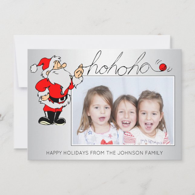 Cartão De Festividades Foto do Natal Vermelho Feriado Santa Claus (Frente)
