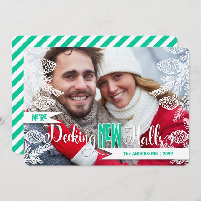 Cartão De Festividades Foto do New Address Holiday Decking NEW Halls (Frente/Verso)