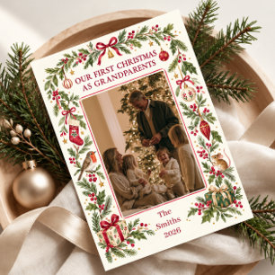 Cartão De Festividades Foto do Nosso Primeiro Natal como Avós
