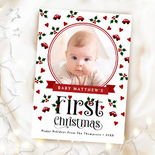 Cartão De Festividades Foto do Primeiro Natal do Bebê