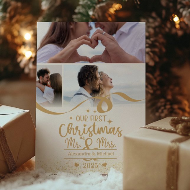 Cartão De Festividades Foto do Primeiro Natal Dourado 6 (Criador carregado)