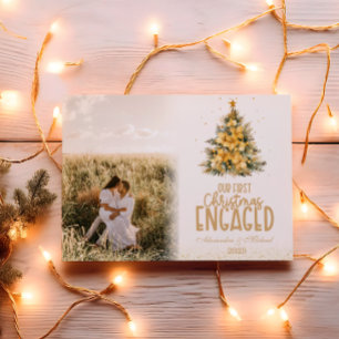 Cartão De Festividades Foto do primeiro Natal em ouro