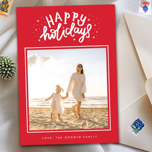 Cartão De Festividades Foto do Quadrado Vermelho Clássico - Volta ao Nata (Criador carregado)