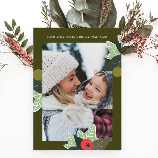 Cartão De Festividades Foto do Quadro Botânico Verde Russo (Criador carregado)