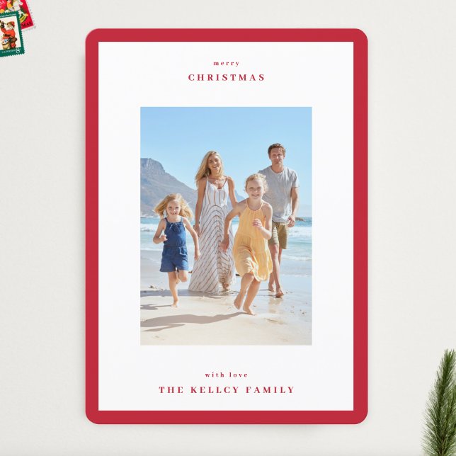 Cartão De Festividades Foto do Quadro Moderno Vermelho Berry de Natal 3 (Criador carregado)