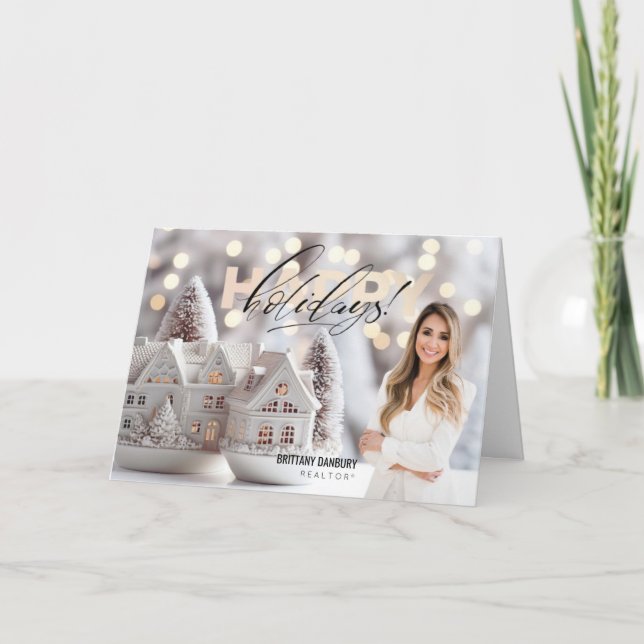 Cartão De Festividades Foto do Real Estate Realtor de Feriados Felizes (Frente)