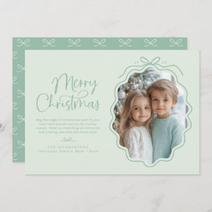 Cartão De Festividades Foto do Retro Wavy Verde da Pastel Mint