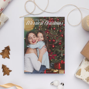Cartão De Festividades Foto do roteiro branco de Natal mais feliz, vermel