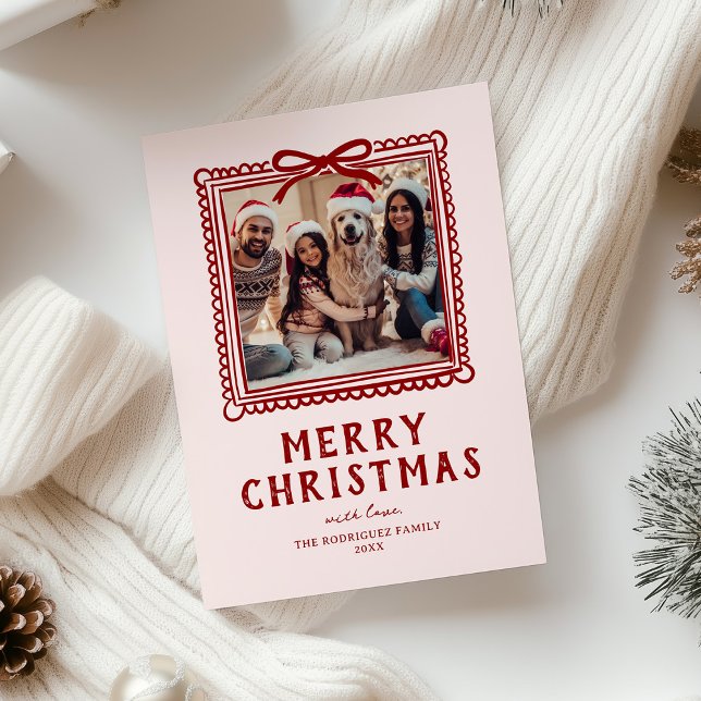 Cartão De Festividades Foto do Roteiro Vermelho Rosa, Natal (Criador carregado)