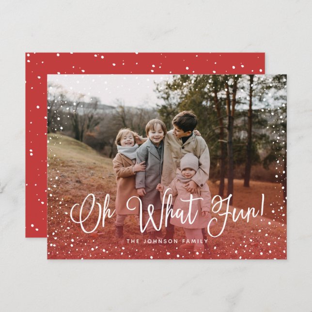 Cartão De Festividades Foto do Script 2 da Neve Moderna (Frente/Verso)