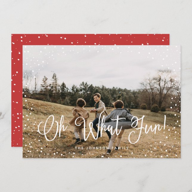 Cartão De Festividades Foto do Script 2 da Neve Moderna (Frente/Verso)