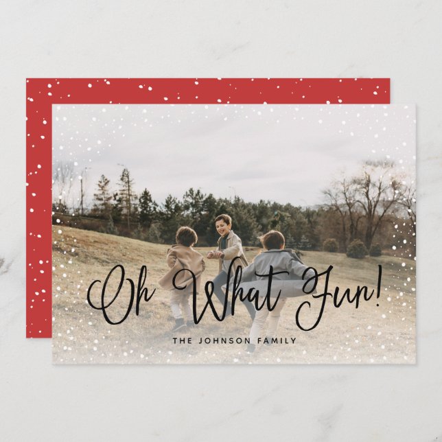 Cartão De Festividades Foto do Script 2 da Neve Moderna (Frente/Verso)