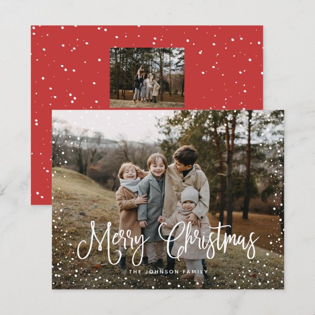 Cartão De Festividades Foto do Script 2 da Neve Moderna (Frente/Verso)