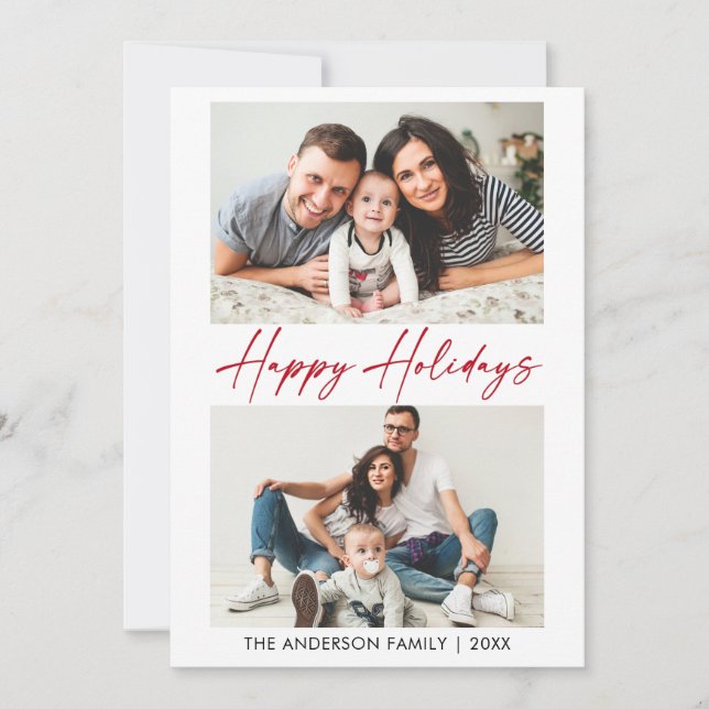 Cartão De Festividades Foto do Script 2 de Tinta Vermelha da Caligrafia M (Frente)