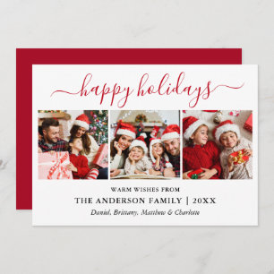 Cartão De Festividades Foto do Script 3 da Caligrafia Vermelha Moderna