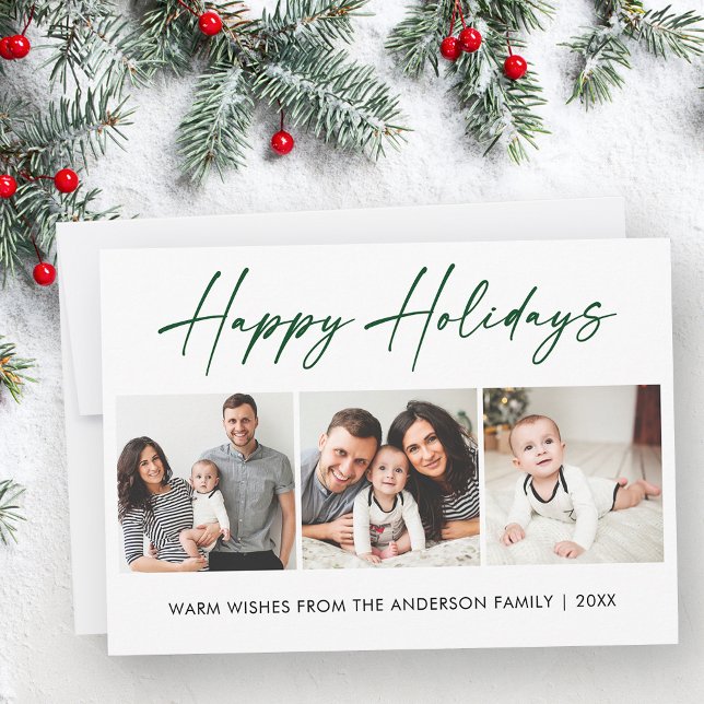 Cartão De Festividades Foto do Script 3 de Tinta Verde da Caligrafia Mode (Customize to change your personalized text size or style.)