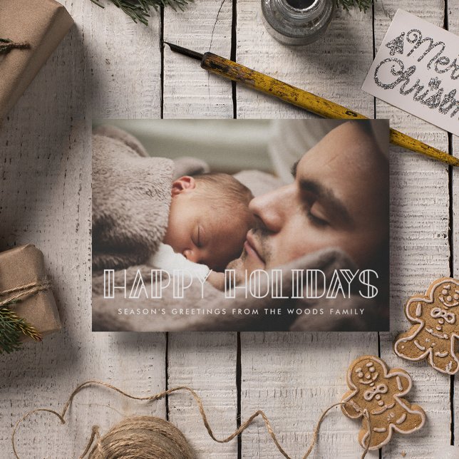 Cartão De Festividades Foto do Script de Deco de Retrô de Feriados Felize (Criador carregado)