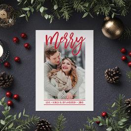 Cartão De Festividades Foto do Script Vermelho Moderno da feliz