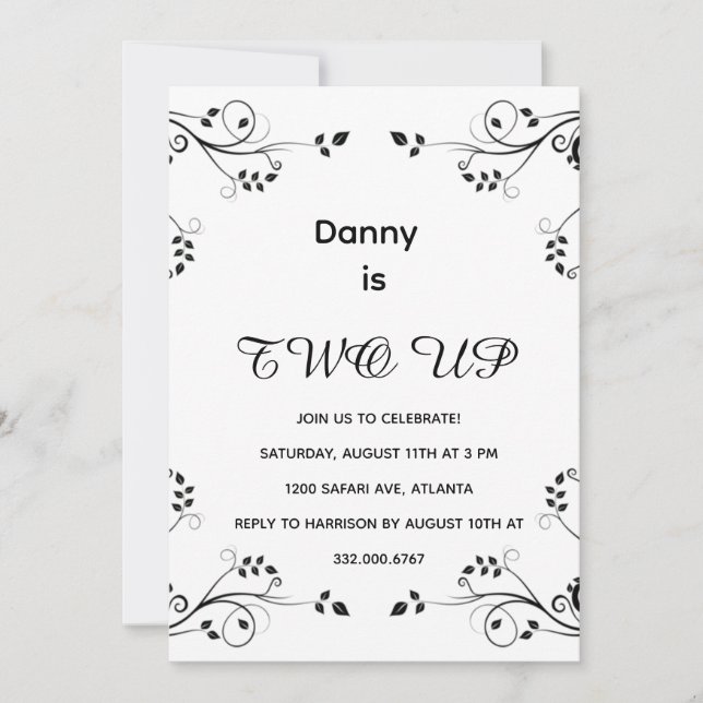 Cartão De Festividades Foto do segundo aniversário moderno (Frente)