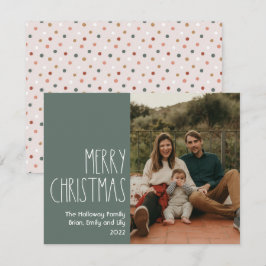Cartão De Festividades Foto do Solteiro de Natal da Bolinhas Green Boho
