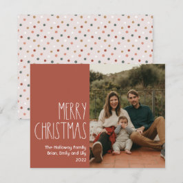 Cartão De Festividades Foto do Solteiro de Natal da Bolinhas Red Boho